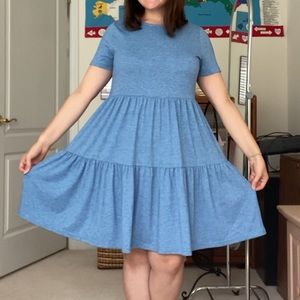 CLOSET SALE Soft blue tiered tshirt dress